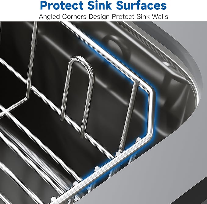 JASIWAY in Sink Dish Drying Rack, Stainless Steel Small Dish Drainer | Perfect Fit 12"x14" Double Bowl Sink, Counter Space Saving for Kitchen, Apartment, Sturdy Dish Dryer with Utensil Holder