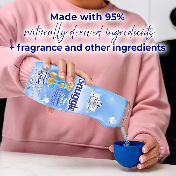Snuggle In Wash Scent Booster, Blue Sparkle, 21oz, 4-Pack | Fragrance enhancer for clothes, bedding and activewear, HE safe, Bead form, Works in all machines and water temperatures