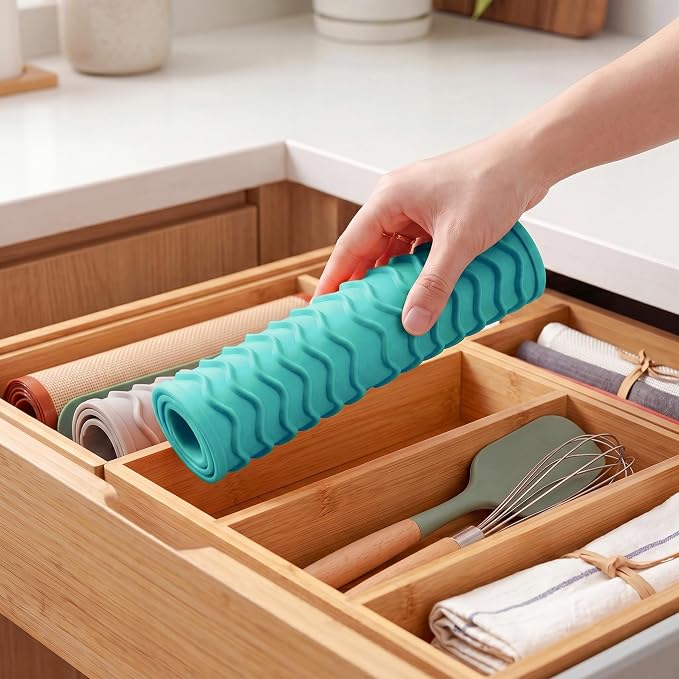MicoYang Silicone Dish Drying Mat for Multiple Usage,Easy clean,Eco-friendly,Heat-resistant Silicone Mat for Kitchen Counter or Sink,Refrigerator or Drawer Liner Mint S 12 inches x 6 inches