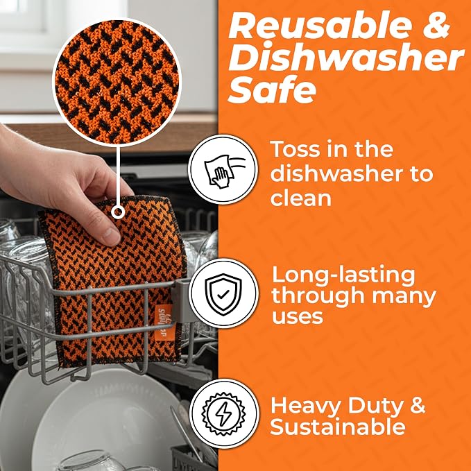 Proud Grill Q-Swiper Scrub-Clean Reusable Grill Cleaning Cloth - Non-Scratch Scrubbing Dish Cloths, Heavy Duty Micro-Coated Fiber Cloth, Multipurpose Kitchen Scrubber for Grills & Cookware - Pack of 2