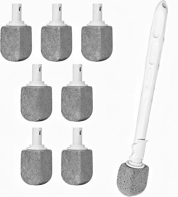 Upgrade Pumice Stone Toilet Bowl Cleaner for Toilet Bath Kitchen Household Cleaning,16.7Inch Bathroom Cleaner Brush Toilet Wand+ Pumice Stones (7 Pack)