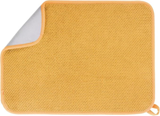 GeeRic Microfiber Dish Drying Mat, Super Absorbent Kitchen Dish Drying Pad, Reversible for Countertop, 15*20 inch Yellow