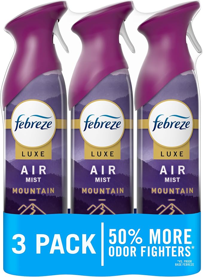 Febreze Air Mist, Air Freshener Spray, Odor Fighting Room Spray, Deodorizer for Home Bathroom Kitchen Office Apartment Dorm Room Classroom, Mountain Scent, 8.1oz (Pack of 3)