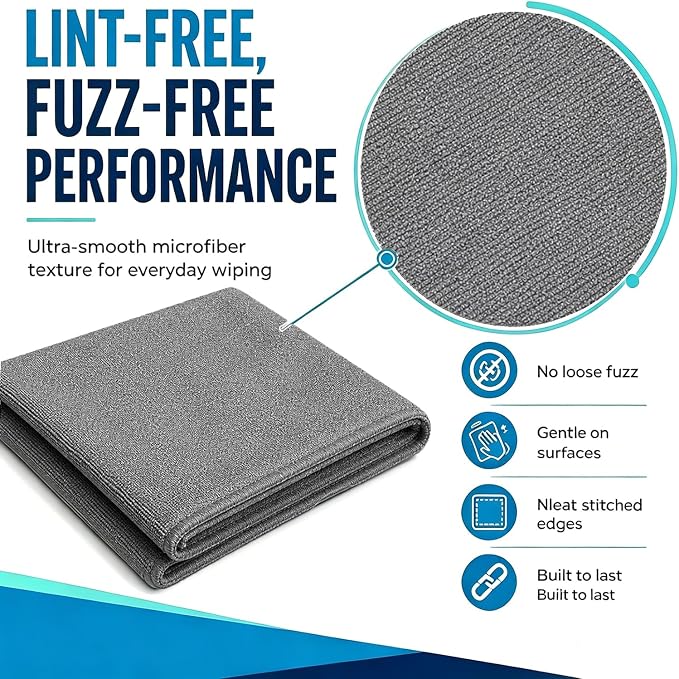 5PC Magic Cleaning Cloths, Reusable Microfiber Cleaning Cloth for Home, Kitchen, Car, Glass & Stainless Steel, Lint-Free & Streak-Free All-Purpose Washable Cleaning Towels