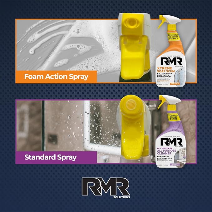 RMR Clean Slate System – Xtreme Soap Scum Remover + All Natural All Purpose Cleaner, 2-Step Bathroom & Household Cleaning Bundle for Shower, Tub, Tile, Glass & Surfaces, 2–32 Oz Bottles