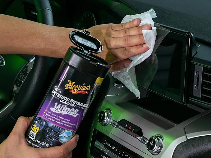 Meguiar's Quik Interior Detailer Wipes G13600, 6 Pack of 30 Count, 180 Total, Dashboard and Trim Cleaner for Leather, Vinyl, Rubber, Metal, LCD, Navigation Screens, Non-Greasy Touchups