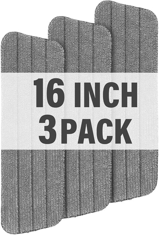 16.5" Microfiber Mop Pads Refills, 3 Pack Reusable Replacement Heads | reusable wet mop refills, machine washable for 14-16 inch spray mops, hardwood floors, dust cleaning & scrubbing