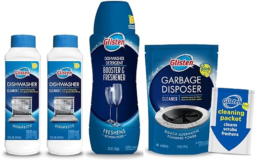 Glisten Dishwasher Magic Machine Cleaner and Disinfectant 2-Pack, Dishwasher Detergent Booster and Garbage Disposer Foaming Cleaner Pack