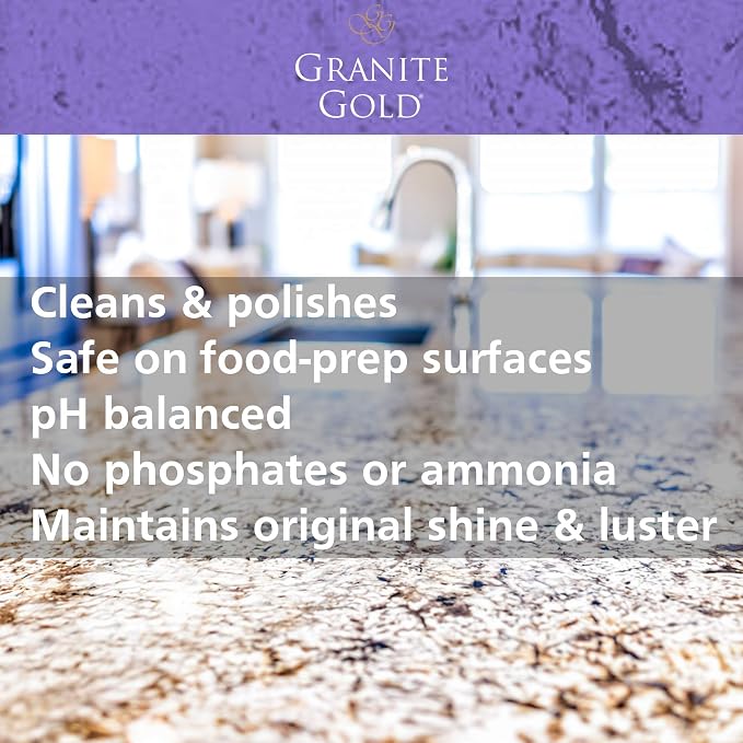 Granite Gold Clean and Shine Spray-Streak-Free Deep Cleaning & Polishing of Granite, Marble, Quartz, 24 Fl Oz (Pack of 2)