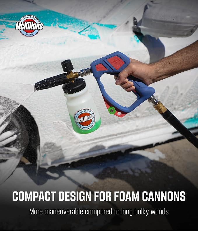 McKillans® Swivel Gun Pro - Swivel High Pressure Water Handle with 3/8" Male Plug and 1/4” Quick Connector Coupler - Power Washer Gun Compatible with Foam Cannon - Nozzle Tips Holder