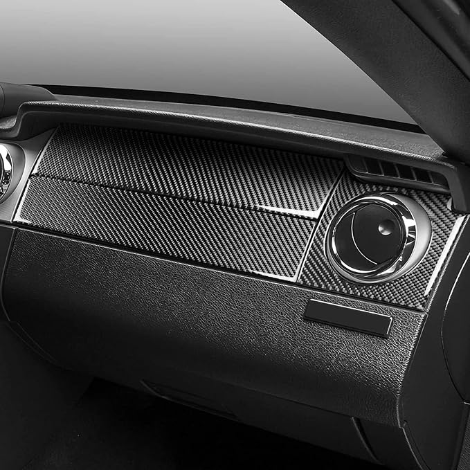 Real Carbon Fiber Trim for Ford Mustang GT Shelby Accessories | for 2005 2006 2007 2008 2009，Passenger Instrument Dashboard Cover，Thick Overlay Sticker Decal，3PCs