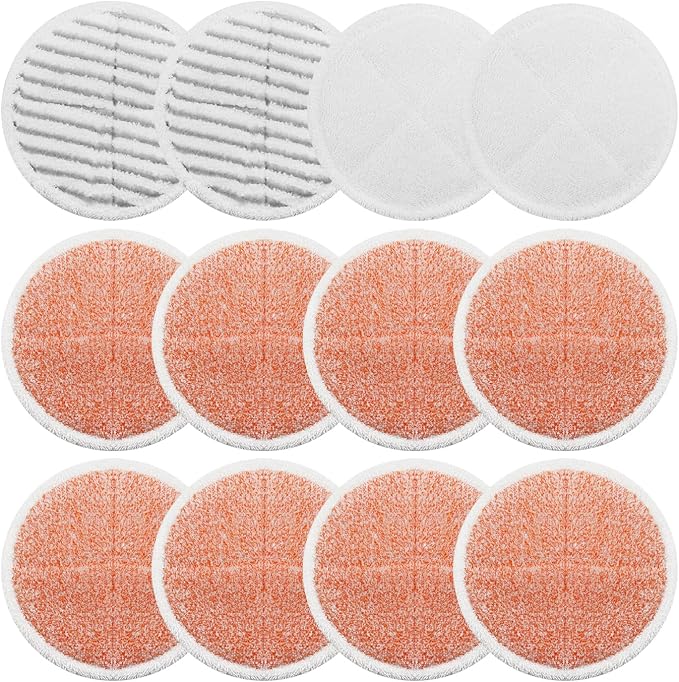 Spin Wave Mop Pads Fit for Bissell Spin Wave 20399 23157 23159 2039A 2124A 20393 2039T 2039W 20391 20395 2307 2315A Heavy Soft Scrubby Pads for Hardwood Floor Cleaning Replacement Pads(12Pack)