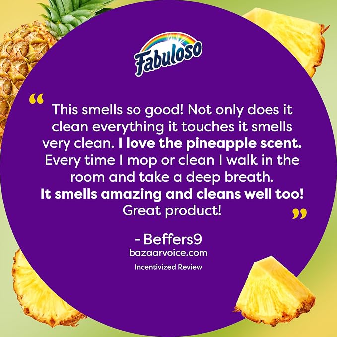 Fabuloso Multi-Purpose Cleaner, 2X Concentrated Formula, Floor Cleaner, Pineapple Scent, 56 fl oz