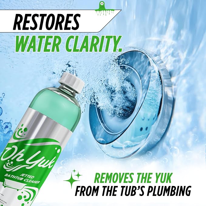 Oh Yuk Jetted Tub Cleaner for Jet Tubs, Bathtubs, Whirlpools, The Most Effective Jetted Tub Cleaner, Septic Safe, 32 Cleanings per Bottle - 1 Gallon