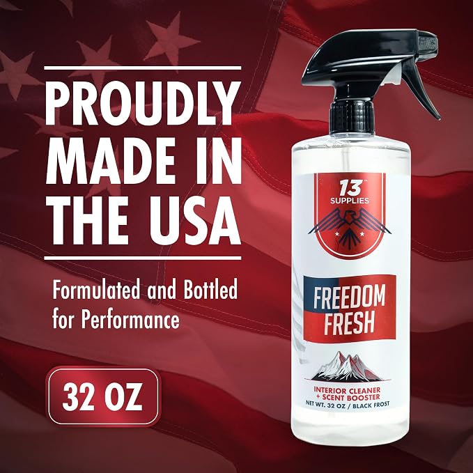 Freedom Fresh Car Interior Cleaner Spray, Black Frost, 32 oz | Auto Cleaner for Headliner, Mats, Interior Vehicle Cleaning, Car Dashboard Cleaner Stain Remover, Restores Shine