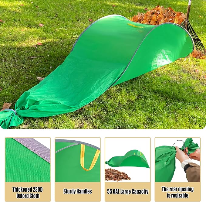 UQM Leaf Collector, Portable Pop Up Leaf Bags, Foldable Leaf Pick Up Tools | Foldable Leaf Pick Up Tools, Reusable Yard Garden Bags for Leaves Lawn Trash