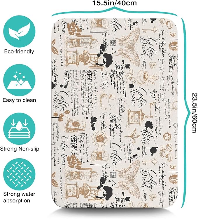 Coffee Mat 23inx15in,Coffee Bar Mat for Countertops,Absorbent Hide Stain Anti-Slip Coffee Bar Accessories Fit Under Coffee Machine Mat,dish drying mats for kitchen