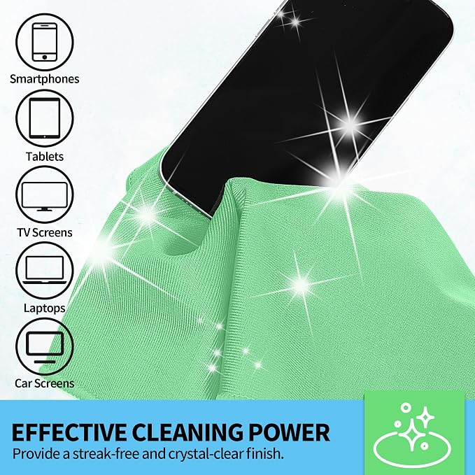 Microfiber Cleaning Cloth, 10 Pack Glasses Cleaning Cloth, 16" ×14" Window Cleaning Rags, Streak Free Lint Free Polishing Cloths Wipes for Eye Glass Stainless Steel Windshield, Sage Green