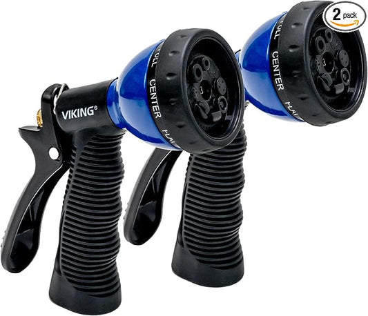 VIKING Hose Nozzle, Garden Hose Nozzle with 8 Spray Patterns, Adjustable and Heavy Duty for Washing Car, Watering Plants, Washing Pets, and Home Use, 2 Pack