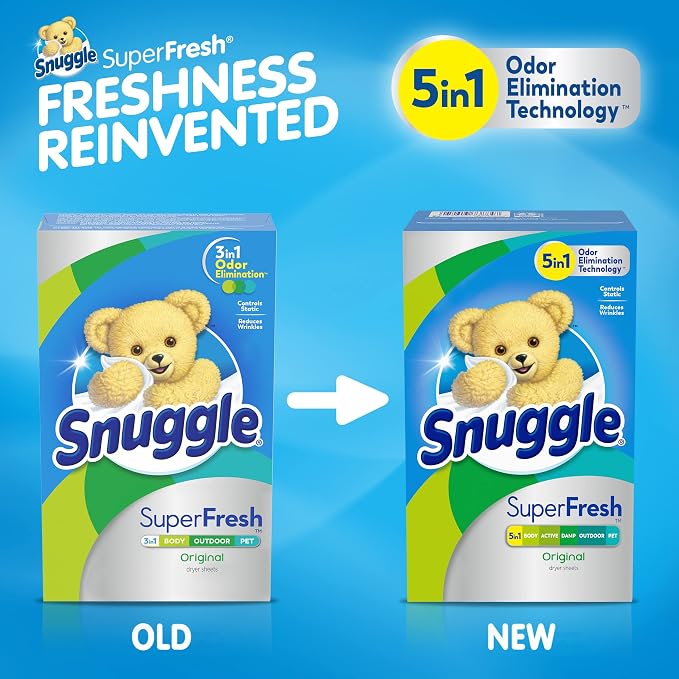 Snuggle SuperFresh Fabric Softener Dryer Sheets, Morning Breeze, Long-Lasting Fresh&Clean Scent, Tackles Pet Odor, Helps Repel Pet Hair, Reduces Static&Fights Wrinkles, HE Safe,200 Count (Pack of 6)