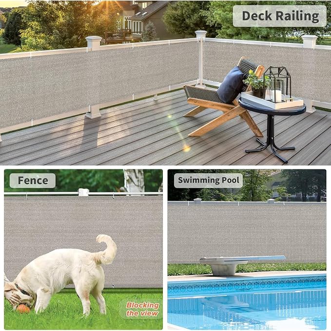 LOVE STORY 3' x 16' Balcony Privacy Screen Cover for Apartment, Grey | HDPE Fabric, 95% UV Block, Fence Cover for Patio Deck, Railing Screen for Porch, Privacy Protective, Custom Size Available