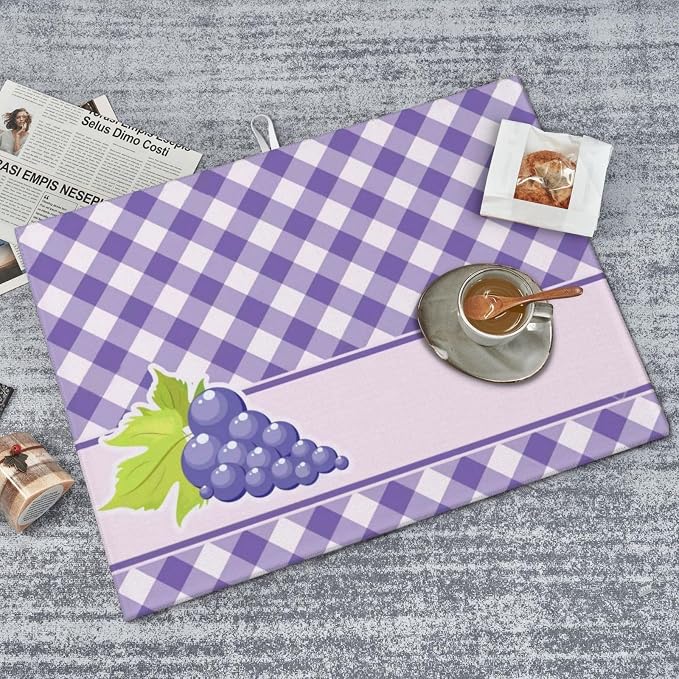 Purple Grapes Dish Drying Mat 18x24 For Kitchen Counter Absorbent Microfiber Dishes Pad Dish Drainer Rack Mats Fast Dry Kitchen Accessories