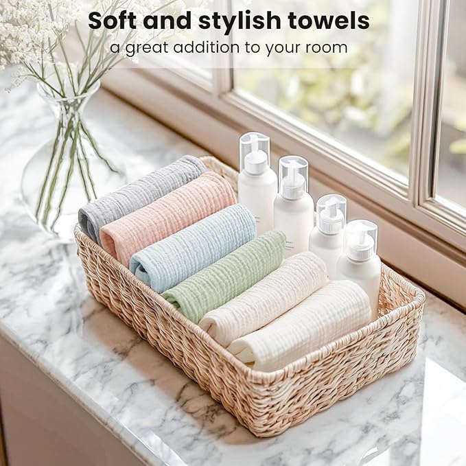 Konssy 6 Pack Face Cloths, Soft Wash Cloth for Washing Face, Cotton Face Towels for Sensitive Skin Women Facial Makeup Remover Reusable Absorbent Washcloths （11 x 11 Inch）