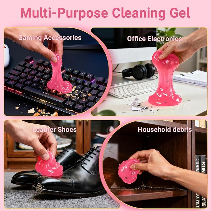 ColorCoral 2Pack Car Cleaning Gel Reusable Detailing Kit Slime Cleaner Pink | Dust Cleaning Gel Keyboard Slime for Car Interior Air Vent Cleaner, Auto Detailing Tools Accessories car cleaning putty Rose
