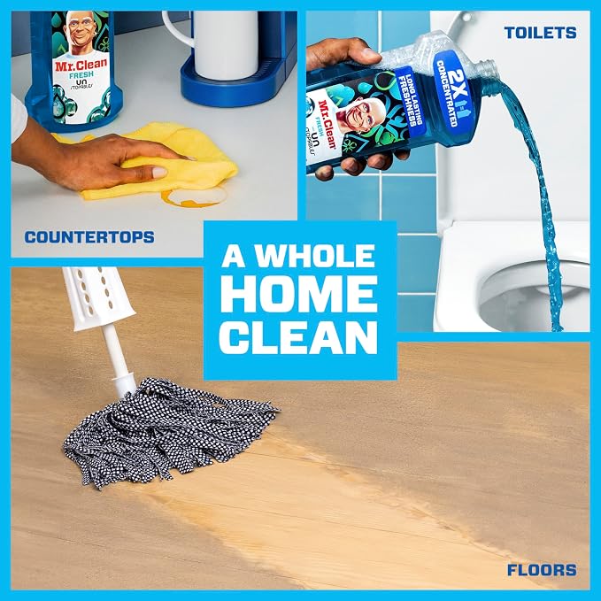 Mr. Clean 2X Concentrated Multi Surface Cleaner with Unstopables Fresh Scent 41 Fl Oz (Pack of 4)