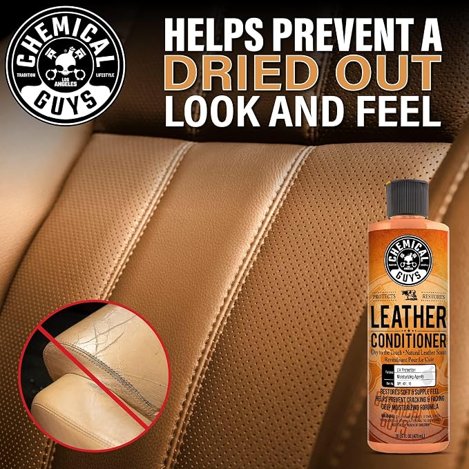 Chemical Guys, Leather Cleaner & Conditioner Kit, Travel Size, 2 x 4 oz | Two-step kit cleans then conditions seats, bags and boots, pH-balanced for natural and sealed leather