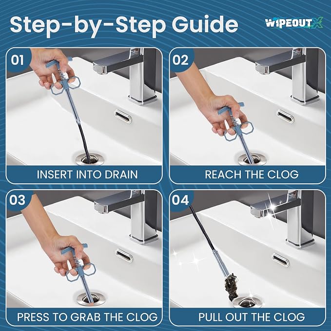10 Pack drain clog remover Kit with 79 inch Flexible drain snake Tool 7 Hair Removers 2 Cleaning Brushes and 1 Pair Reusable Gloves for Home Use