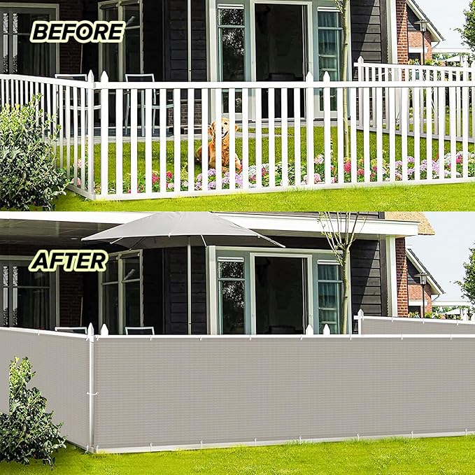 LOVE STORY 3' x 16' Balcony Privacy Screen Cover for Apartment, Beige-Grey | HDPE Fabric, 95% UV Block, Fence Cover for Patio Deck, Railing Screen for Porch, Privacy Protective, Custom Size Available