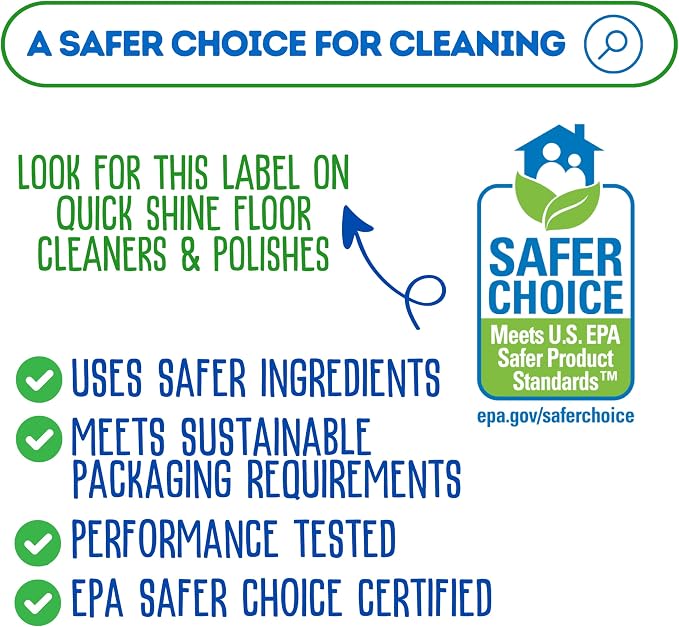 Quick Shine Multi Surface Concentrated Floor Cleaner 27oz Use on Hardwood, Laminate, Luxury Vinyl Plank LVT, Tile & Stone Dirt Dissolving & Powerful Cleaning Makes 27 Gallons | Makes up to 6 Gallons, Refreshing Essence, pH Neutral, No Rinse, PFAS & Amm...