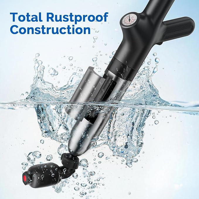 HAMITOR Toilet Plunger Drain Clog Remover: High Pressure Air Plunger & Heavy Duty Toilet Snake with Barometer for Bathroom,Sink - Unclogging Tool for Failed Traditional Plungers, Black