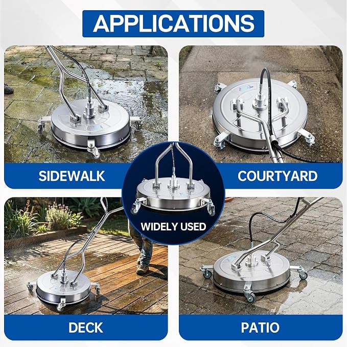 TOR 24" Pressure Washer Surface Cleaner with 4 Wheels, Surface Cleaner for Pressure Washer, Stainless Steel Dual Handle Power Washer Surface Cleaner for Concrete, Driveway, Patio, Sidewalk