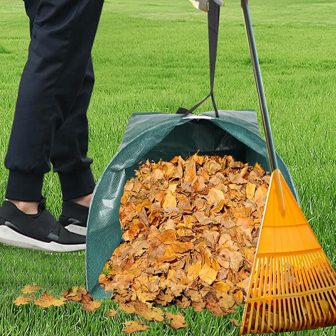 Leaf collector leaf scoop,Foldable yard waste bag,Extra large lawn bags leaf bags,Heavy leaf pick up tools leaf loader,Reusable yard garden bags for leaves lawn trash (200L)