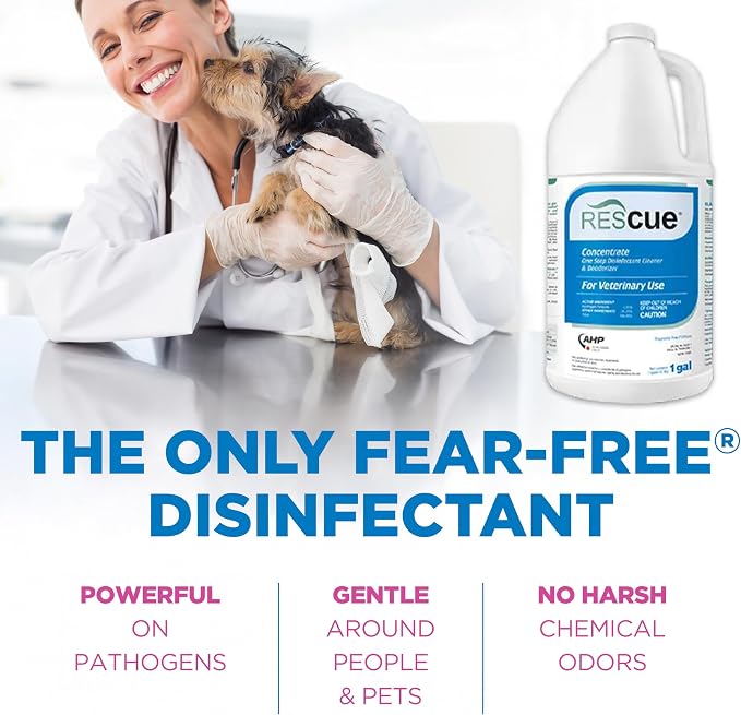REScue One-Step Disinfectant Cleaner & Deodorizer, For Veterinary Use, Animal Shelters, Pet Foster Homes, Kennels, Litter Box, Concentrate, 1-Gallon (Pack of 4)