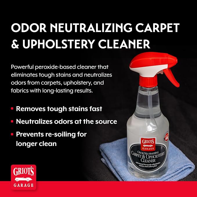 Griot's Garage Odor Neutralizing Carpet and Upholstery Cleaner for Car Floor Mats, Upholstery, Microfiber Seats, Household Fabrics, and Pet Stains 10990, 22oz