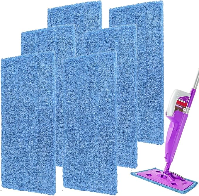 Sgizoku Mop Pads Replacement for Rejuvenate, Compatible with Rejuvenate Click N Clean, Resuable Microfiber Mop Refill Head, Easy to Replace, Machine Washable (6 Pack, Purple, Microfiber, Floor)