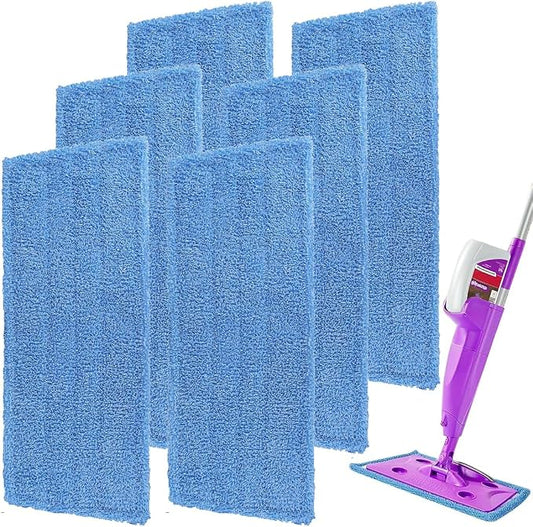 Sgizoku Mop Pads Replacement for Rejuvenate, Compatible with Rejuvenate Click N Clean, Resuable Microfiber Mop Refill Head, Easy to Replace, Machine Washable (6 Pack, Purple, Microfiber, Floor)