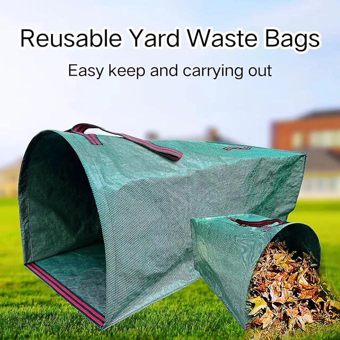 RISETEX 3-Pack Large Reusable Collapsible Yard Waste Bags with Dustpan | For lawn, garden, leaves, grass clippings, parties, laundry, camping. Heavy-duty, folds flat, easy storage
