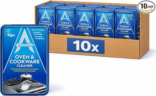 Astonish Oven & Cookware Cleaning Paste For Glass, Appliances, Ceramics, Stovetop & Pyrex - All Purpose Kitchen Cleaner - Stainless Steel Degreaser Removes Baked On Grease & Grime, 150g Tub (10 Pack)