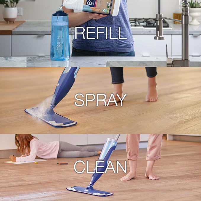 Bona Hardwood Floor Cleaner Refill - 96 fl oz - Unscented | Refill Spray Mops and Spray Bottles - Residue-Free Floor Cleaning Solution for Wood Floors