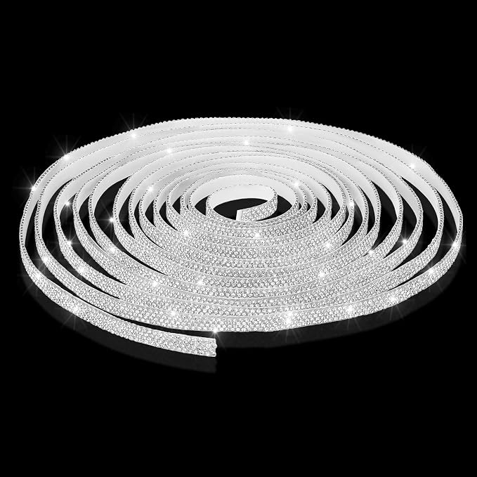 Kingdder 65.6 ft Bling Car Trim Self Adhesive Bling Car Accessories for Women Rhinestone Strip Glitter Diamond Sticker DIY Line Molding Dashboard Decal Shiny Auto Stuff for Interior Exterior Decor