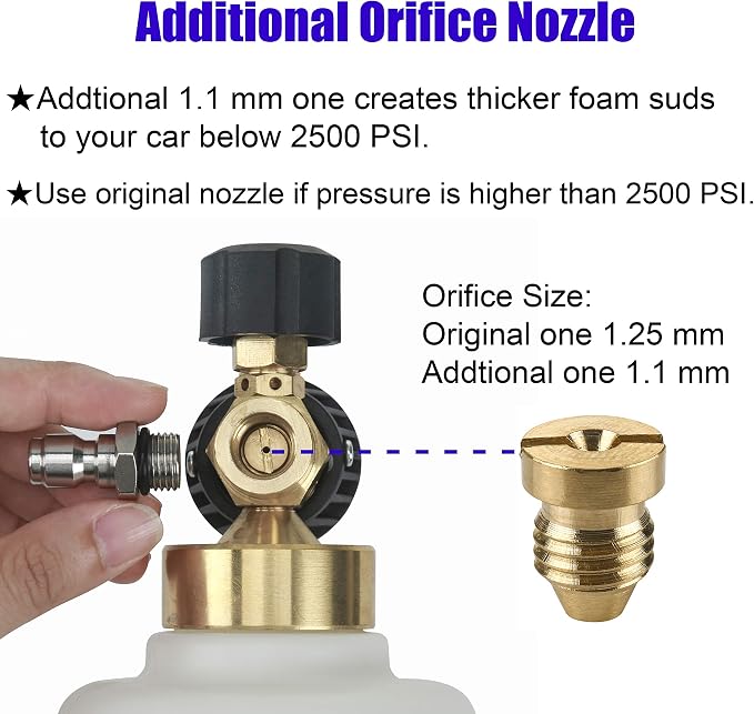 Tool Daily Pressure Washer Foam Cannon, Additional Orifice Nozzle 1.1mm | Adjustable Snow Foam Lance for Car Wash, 1/4 Inch Quick Connect, 1.5 Liter