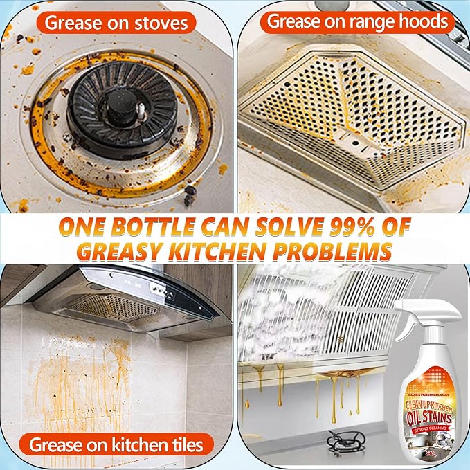New Upgrade Kitchen Cleaner, Clean Up Kitchen Oil Stains Spray, Multi-purpose Oils Stain Cleaner, Clean Up Kitchens Oil Stains(240ml/8.45oz)