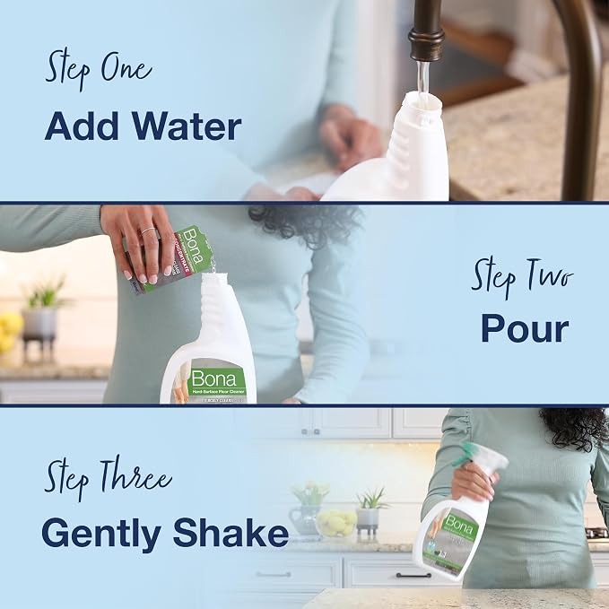 Bona Multi-Surface Floor Cleaner Concentrate - 1 fl oz - 4-Pack - Residue-Free Floor Cleaning Solution for Bona Spray Mop and Spray Bottle Refill - For Stone, Tile, Laminate, and Vinyl Floors