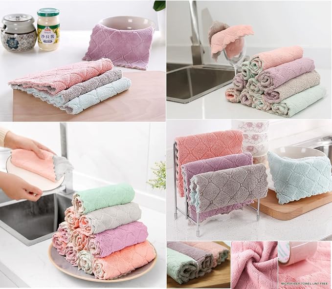 32 Pack Cleaning Cloth Kitchen Cloth, Dish Towels Super Absorbent Coral Velvet Dishtowels, Microfiber Premium Soft Tea Towels, Quick Dry Rags, Multipurpose Reusable Washcloths, Non-Stick Oil Cloths.