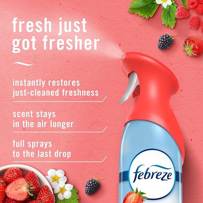 Febreze New & Improved Air Mist, Berry & Bramble Air Freshener, Home and Kitchen Essentials, Odor Fighting Room Spray (Pack of 6)
