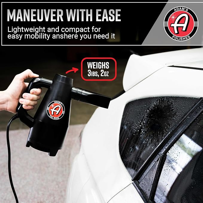 Adam's Polishes Mini Air Cannon - Handheld High Powered Filtered Car Wash Dryer Blower| Dry Before Car Cleaning, Car Detailing, Car Wax, or Ceramic Coating | Auto Tool Kit Gift Boat RV Motorcycle